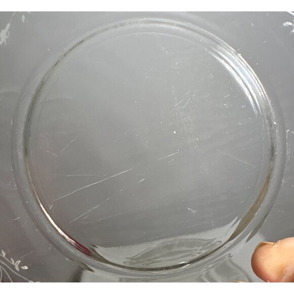 8 Vtg Clear Glass Plates 6" With Floral Rose Etched Design Bread Dessert Saucer - Picture 14 of 16